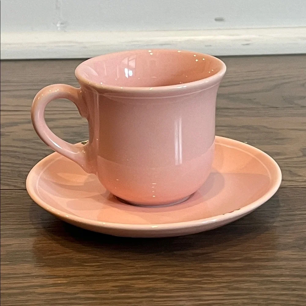 Vintage Pink Kitten Cat Demitasse Cup Saucer Japan Kitsch Cute Mid Century